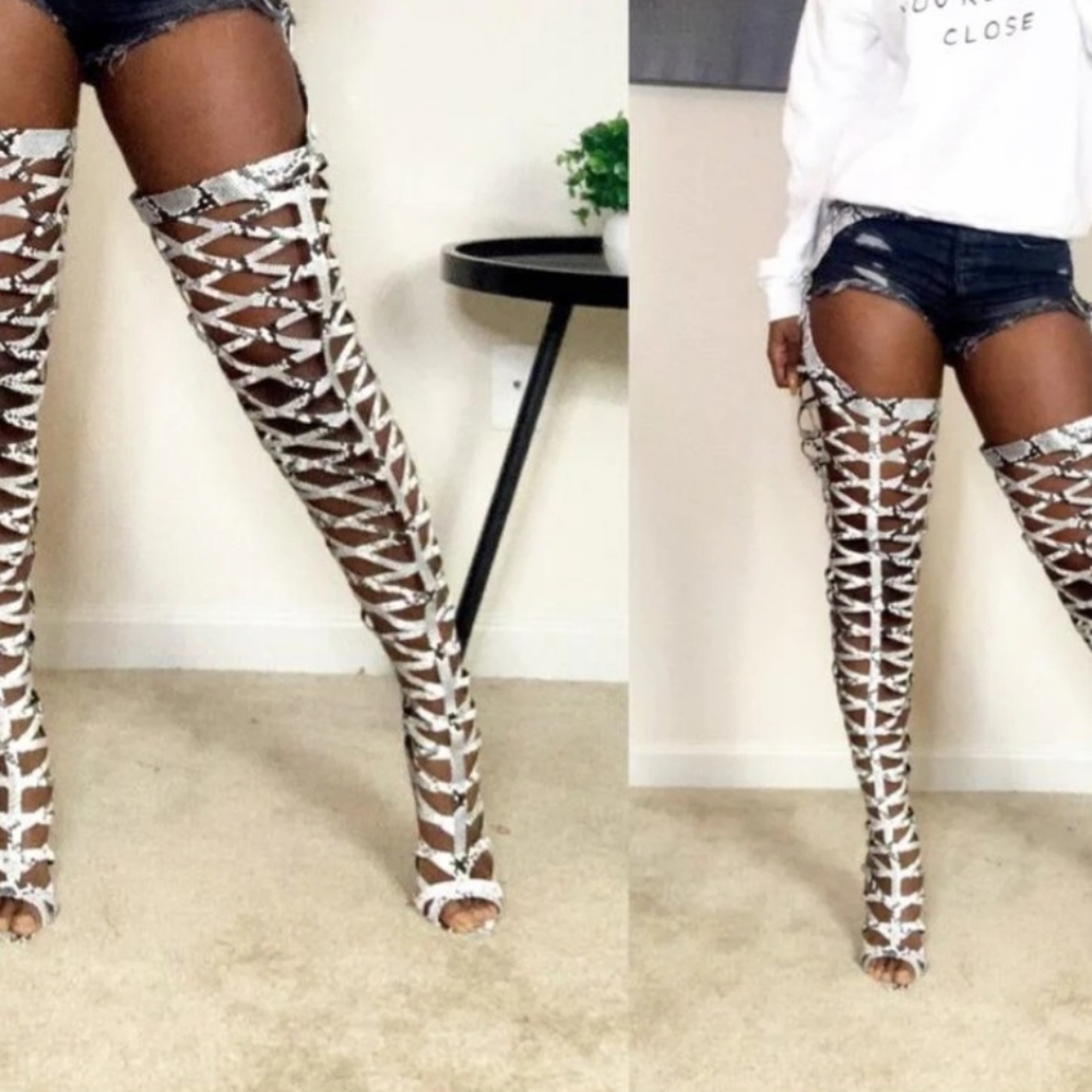 Thigh High Snake Skin Boots